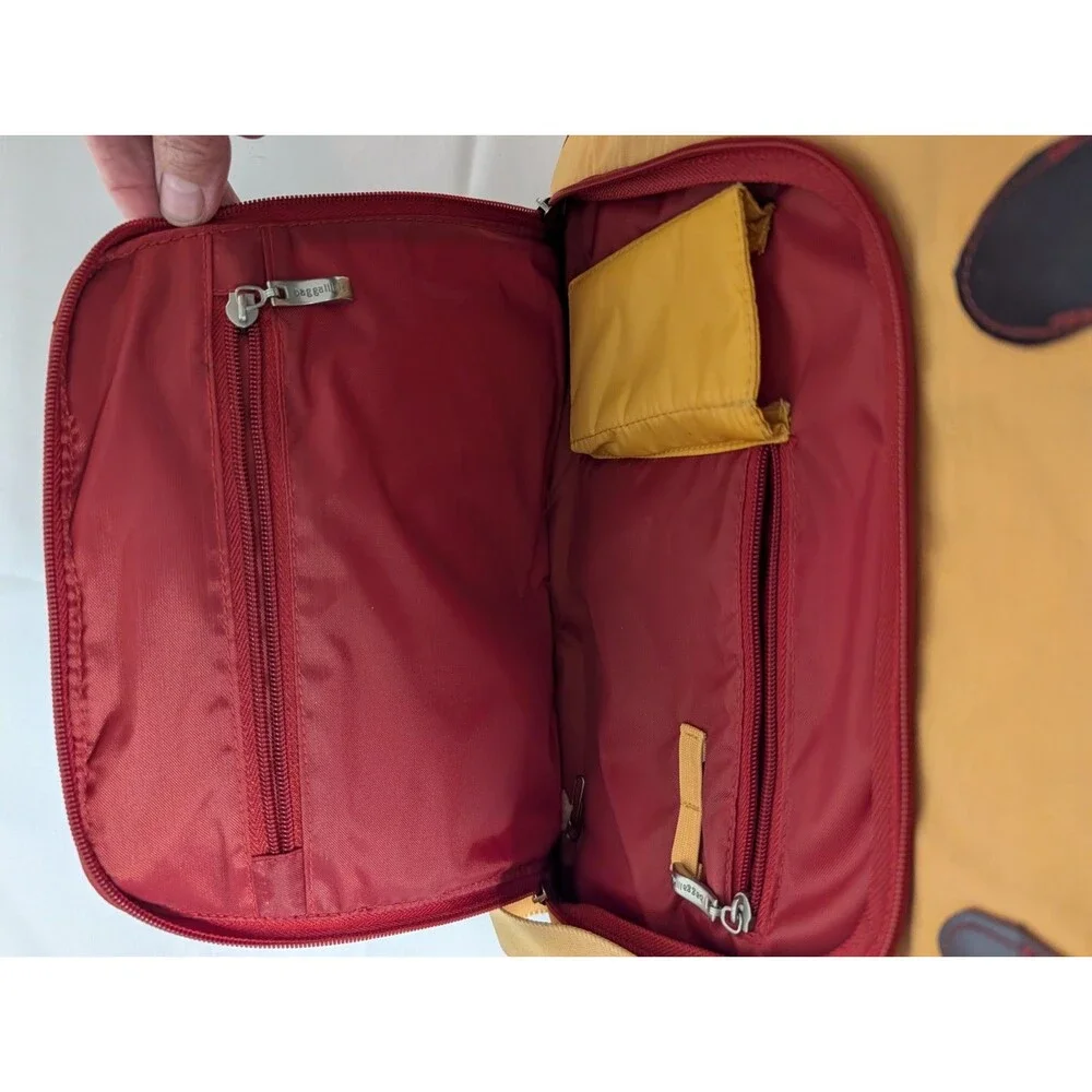 Baggallini Nylon Yellow Laptop Briefcase Messsenger Bag Pockets With ID Wallet